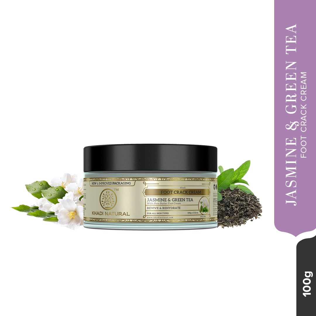 Khadi Natural Jasmine and Green Tea Herbal Foot Crack Cream| For Cracked Heels|Moisturizes dry feet | Antiseptic Properties that treat foot problems| 100 g