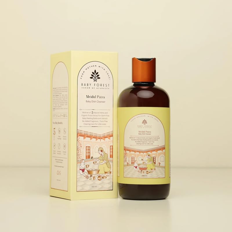 Baby Forest Mridul Patra Ayurvedic Baby Dish Cleanser | Mixture of 5 Organic Herbs & Fruits Extract | Vegan & Sulphate-Free | for Baby Feeding Bottle & Utensils | 300 ml