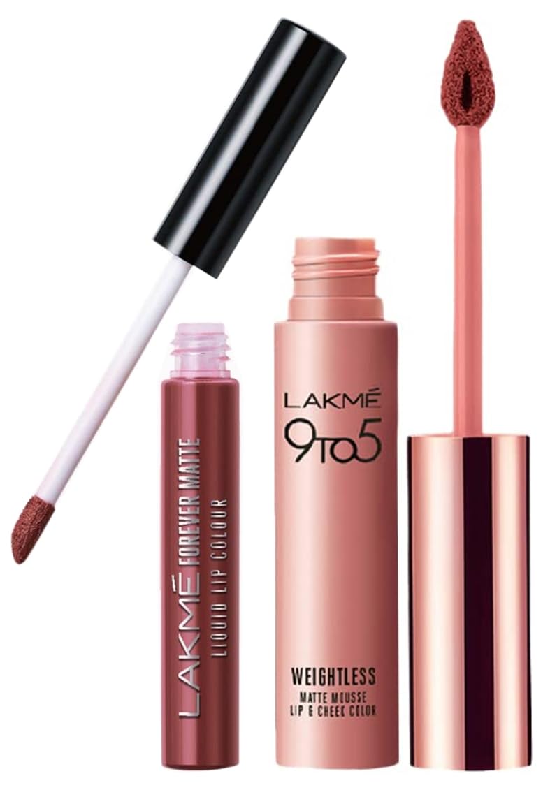 Lakmé 9 To 5 Weightless Mousse Lip & Cheek Color, Coca Soft, 9 G & Forever Matte Liquid Lip Colour, Nude Dream, Long Lasting Liquid Lipstick, Smudge Proof, Non Transferable, 5.6 Ml