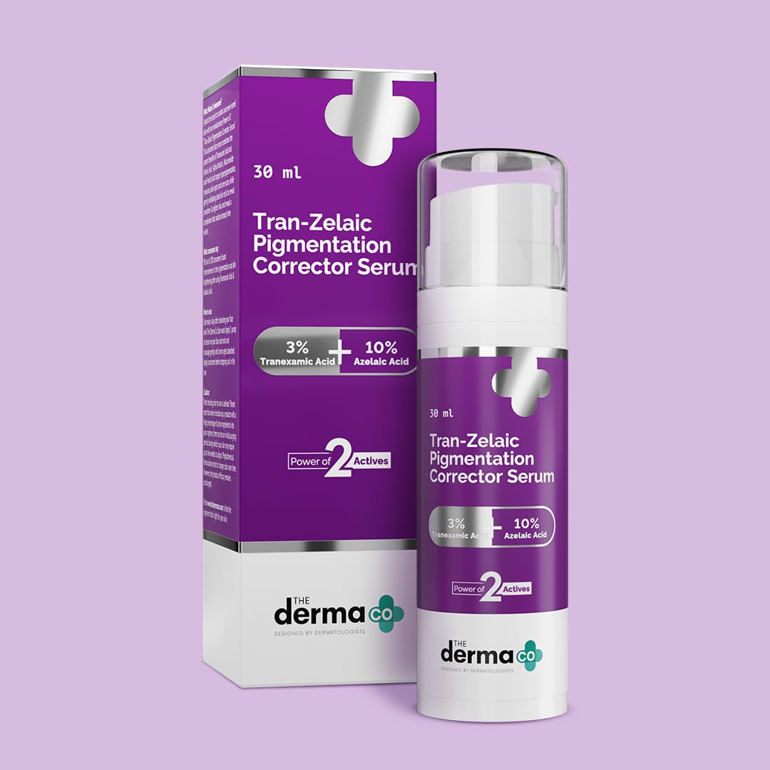 The Derma Co. Tran-Zelaic Pigmentation Corrector Serum with 3% Tranexamic Acid & 10% Azelaic Acid - 30g | Treats Hyper Pigmentation & Melasma | Reduces Acne & Acne Marks