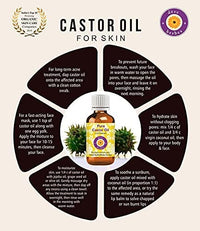 Deve Herbes Pure Castor Oil (Ricinus communis) with Glass Dropper Natural Therapeutic Grade Cold Pressed 50ml