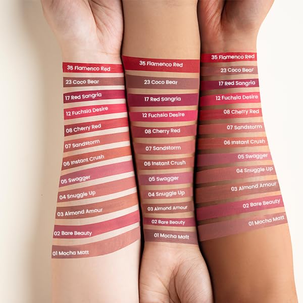 Charmacy Milano Stunning Longstay Liquid Lipstick (Coco Bear 23) - 5.6 ml, Velvet Intense Matte Finish, 12 Hours, SmudgeProof, WaterProof, KissProof, One Swatch Application