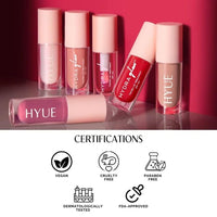 HYUE HydraGlow™ Lip Oil | Color Reviving | Intense 24HR Hydration | Non-Sticky | Lightweight Formula | 6 ml | With Cherry, Jojoba Oil, Kakadu Oil and Vitamin E | Crystal-like Shine | Chunky Applicator