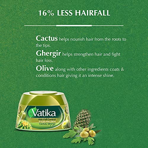 Dabur Vatika Naturals Hair Fall Control Styling Hair Cream - Olive Cactus, 210 Ml