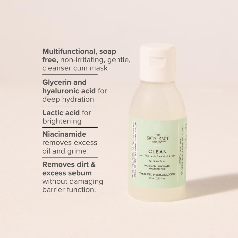 THE FACECRAFT PROJECT Cleanser|Moisture-Rich | entle Gel Face Cleanser | Soap-Free |Deep Hydration Dual-Use Mask |Removes Impurities |Balances Sebum |Soft & Supple Skin |Daily Skincare Routine (25ml)