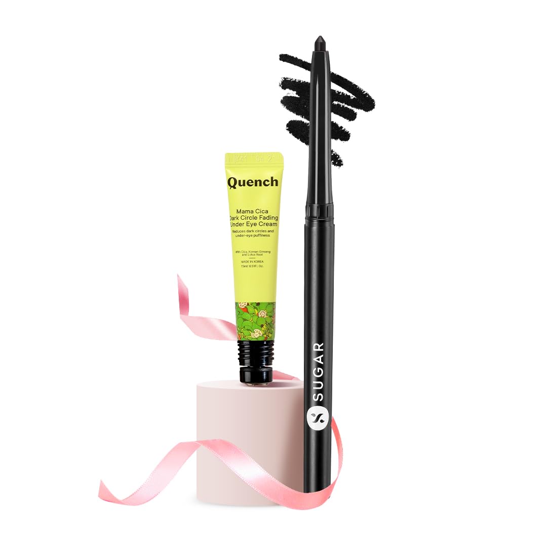 SUGAR Cosmetics X Quench Eye Combo | Includes Eyecream & Kajal | Eyecare Kit | Pack of 2