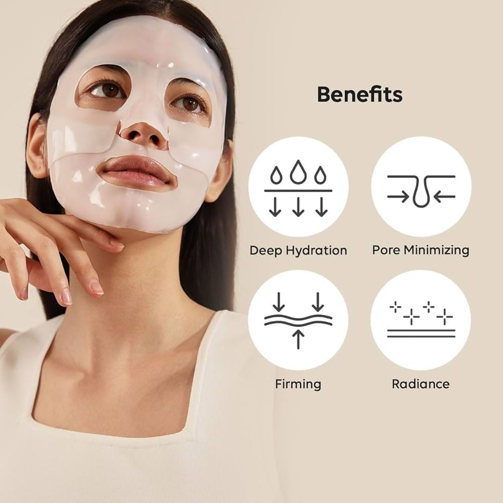 QERINKLE Pack Of 2 Bio-Collagen Overnight Face Mask|Korean Glass Skin Hydrogel Mask For Deep Hydration, Pigmentation, Anti-Aging & Pore Minimizing|Hyaluronic Acid, Niacinamide, Vitamin E & Centella