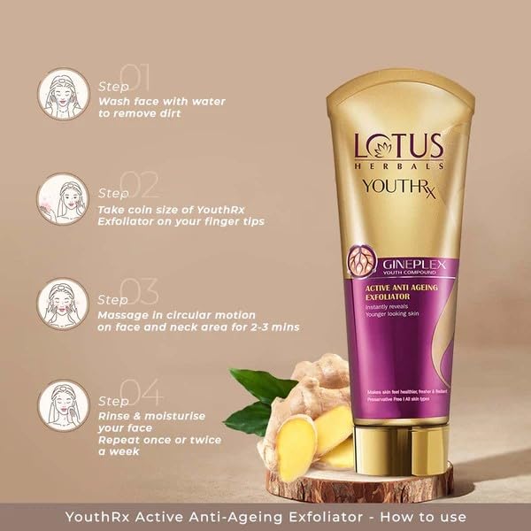 Lotus Herbals YouthRx Anti Ageing Transforming Cream_50g + Night Cream_50g + Foaming Gel_100g + Face Exfoliator_100g + Face Serum_30ml (Set Of 5)