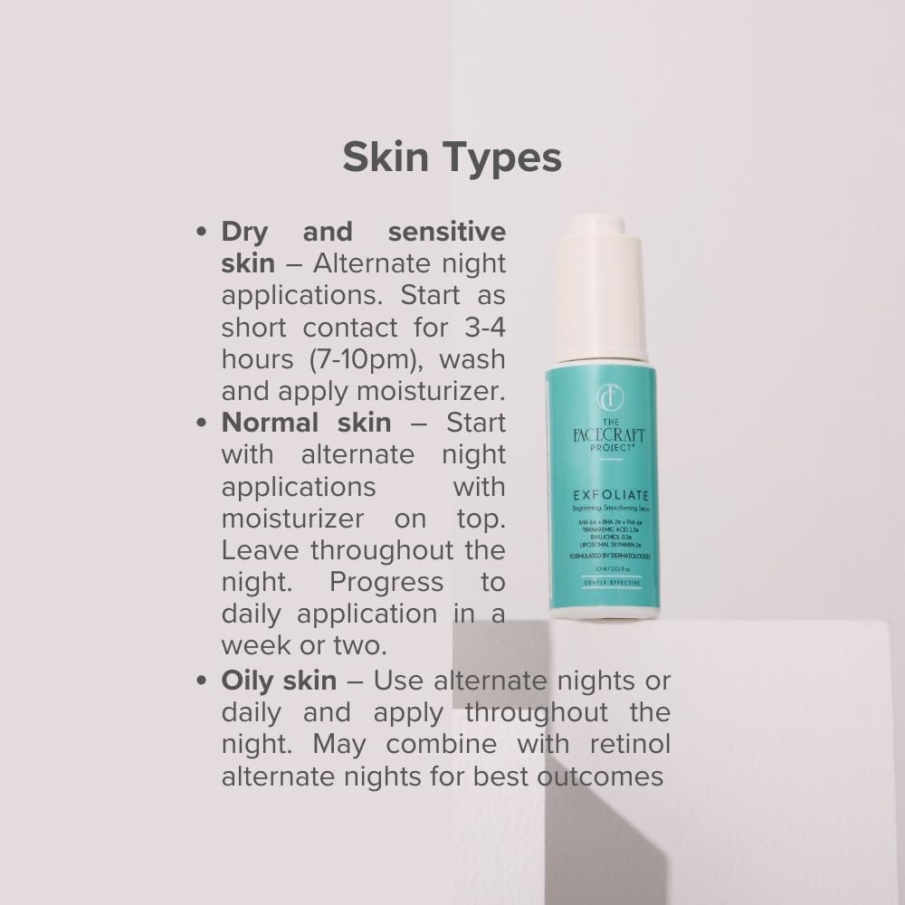 THE FACECRAFT PROJECT Exfoliate Gentle Face Formula | Smooth Texture | Hydrating | Daily Use |(30ml)