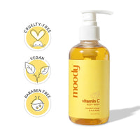 Moody Vitamin C Brightening Body Wash with Fruit AHA's | Fights Hyperpigmentation & Deep Cleanses | For Glowing & Hydrated Skin | Sulphate Free | Suitable for All Skin Types | For Women & Men (200 ml)