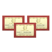 Khadi Natural Strawberry Handmade Soap | Handmade Bathing Soap |Restore skin's moisture|Exfoliates skin tissues | Suitable for All Skin Types|Pack of 3 (125gm*3) (375gm)