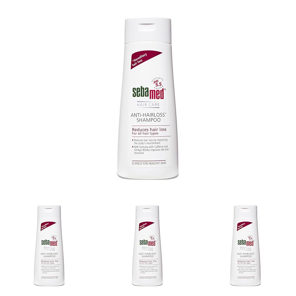 Sebamed Anti Hairloss Shampoo 200Ml | Ph 5.5 | Reduces Hairloss | Caffeine & Gingko Biloba | All Hair Types | Pack of 4