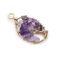 Zotoone Tree of Life Gemstone Pendant,Crystal Quartz Stone Pendant,Copper Wire Wrap Healing Chakra Gemstone Pendant Charms for DIY Necklace Jewelry Making Gifts (Random 6Pcs) Mix style