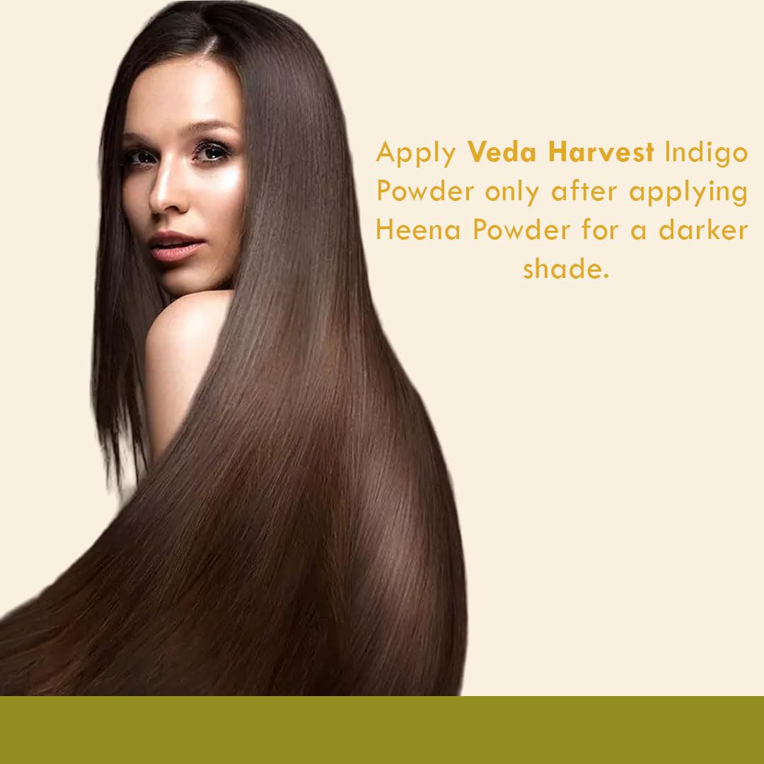 Veda Harvest Indigo Powder 240gm for Black Hair | Natural Plant-Based Hair Dye | Chemical-Free & Healthy Hair Color Solution