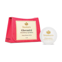 Shankara Gheesutrā Strawberry Lip Butter, Ayurvedic Lip Balm for Soothing Dry, Inflamed, and Chapped Lips - Nourishment, Moisturizing, and Hydration up to 12 Hours - (Pack of 1) - 3ml