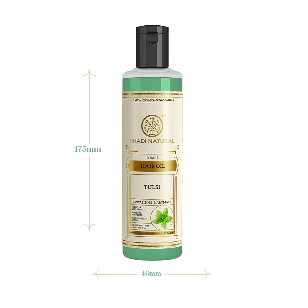 Khadi Natural Tulsi Herbal Hair Oil|Hair Oil For Hair Fall |Non-Sticky Hair Oil For Dry Scalp| Suitable For All Hair Types| 210 ml