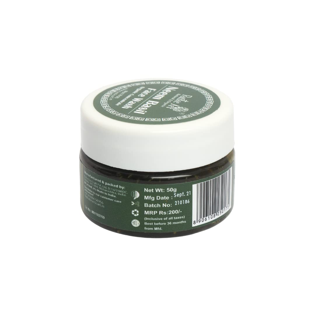 Rustic Art Organic Neem Basil Face Wash Concentrate | Anti acne (pimples), sulphate, paraben free cleanser for women & men | Suitable for teenagers | 50g (Pack of 1)
