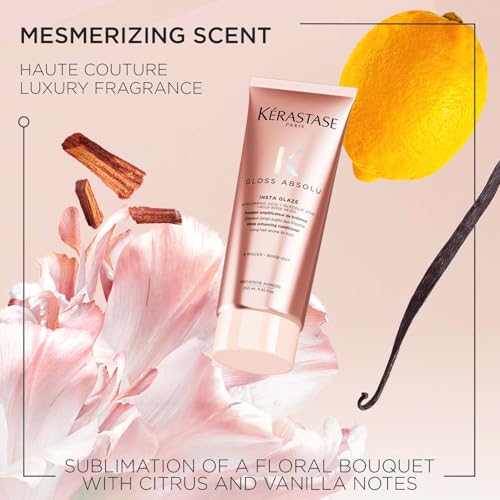 Kérastase Gloss Absolu Anti-Frizz Foaming Conditioner For Bouncy, Glossy Hair | Fine To Medium Hair | 4-Days Anti-Frizz | With Hyaluronic & Glycolic Acid, Wild Rose-In-Oil | 250ml