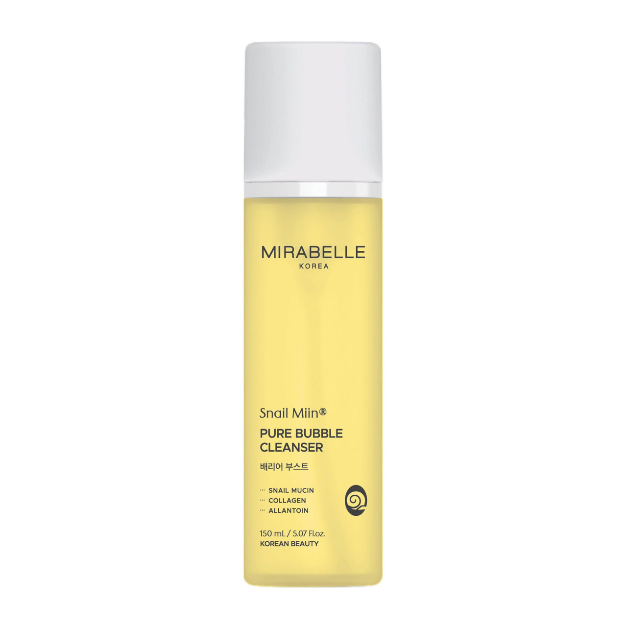 Mirabelle Korea Snail Miin Pure Bubble Cleanser 150ml | Korean Face Wash with Snail Mucin| Hydrating & Repairing | Gentle Foam Cleanser for All Skin Types | Suitable for Men & Women