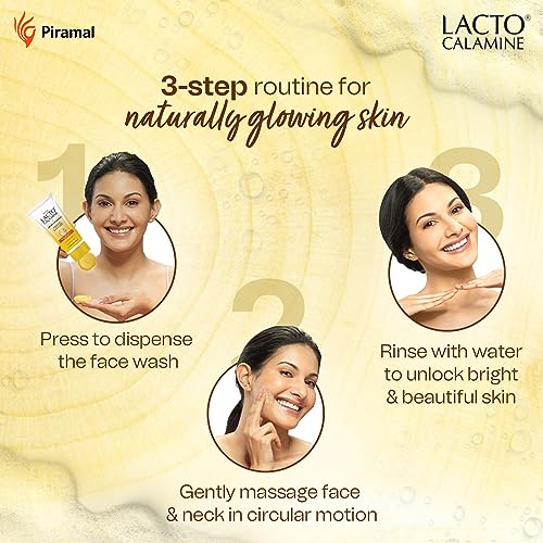 Lacto Calamine Ubtan Face Wash for Glowing Skin | Natural Face Wash with Sandalwood, Saffron, Neem, Almond & Turmeric | Exfoliating Facewash reduces Tan | Sulphate, Paraben Free | 100 ml Pack of 1