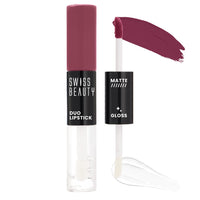 Swiss Beauty Duo Lipstick | Matte smudge-proof Liqud Lipstick + Transparent glossy Lipgloss | Transfer -proof and Long lasting | Shade-Candy Pink, 10ml