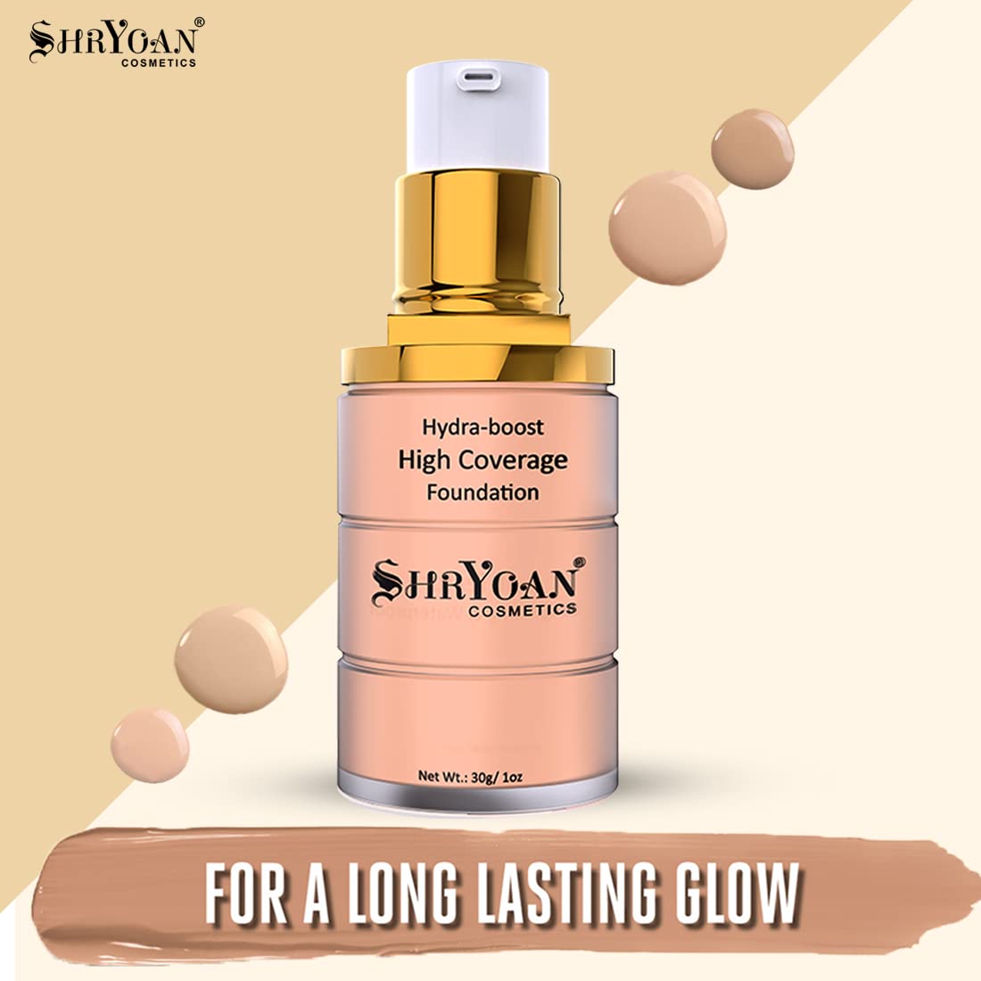 Shryoan Hydra-boost High Coverage Foundation| For Long Lasting Glow & Matte Finish with Full Coverage Foundation (30gm) (Shade 03)