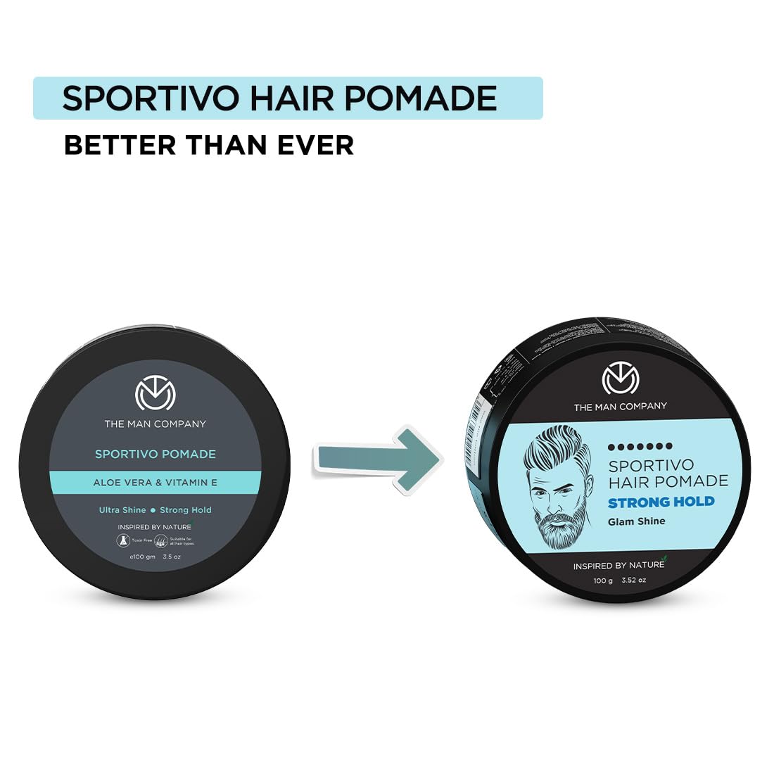 The Man Company Sportivo Stronghold Hair Styling Pomade Wax for Men | Stylish Glossy Finish Hair Volumizer | Non Sticky - 100gm