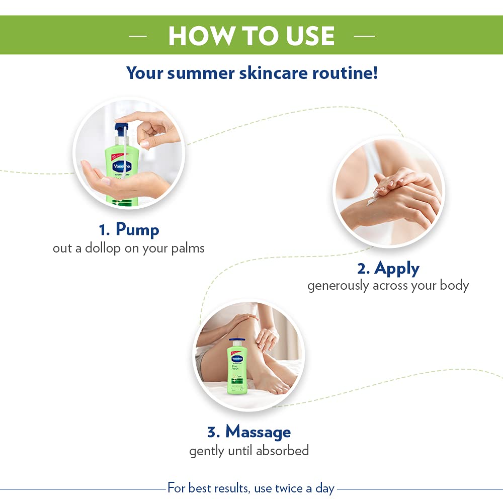 Vaseline Intensive Care Aloe Fresh Hydrating Body Lotion 400 ml, Daily Skin Moisturizer for Dry Skin, Lotion for Non-Greasy, Glowing Skin