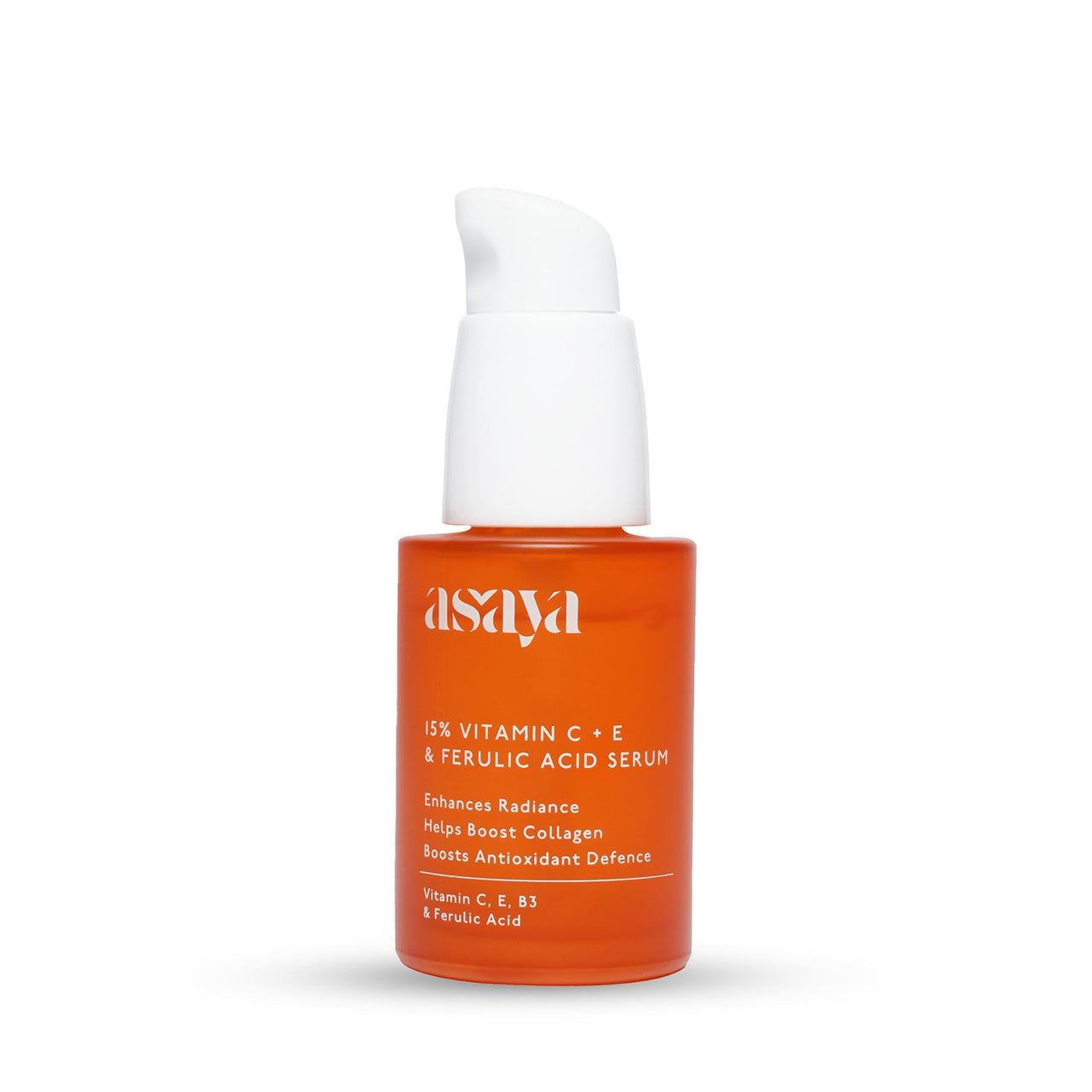 Asaya 15% Vitamin C Face Serum | Brightens Skin, Fades Dark Spots & Boosts Collagen | With Vitamin E for Hydration & Barrier Repair | 3-O-Ethyl Ascorbic Acid & Ferulic Acid | Evens Skin Tone & Lightweight | Non-Greasy, Non-Comedogenic & Non-Irritating | O
