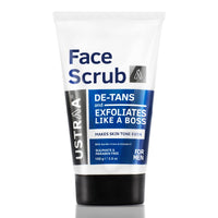 Ustraa De-Tan Face Scrub for Men - 100g | Exfoliation & Effective Tan Removal | No SLS & De-Tan Face Mask - Dry Skin - 125g - Wash-off mask | with White Charcoal | Helps Removes Tanning & Dead Skin