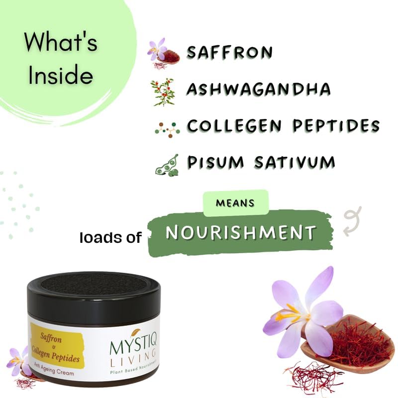 Mystiq Living Timeless Anti Aging Cream for Women - 50 GM | Age Spot Removal, Wrinkle Control, Cell Regeneration | Saffron, Ashwagandha, Collagen