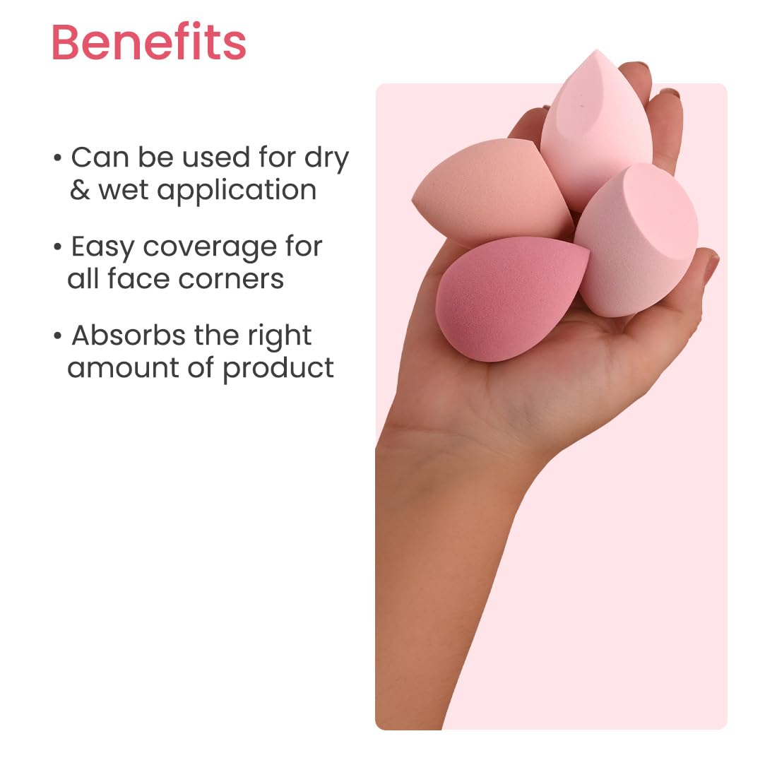 Earth Rhythm Beauty Blender Makeup Sponge - Pack of 4 | Olive Cut Sponge | Latex Free | Flawless Application | Wash & Reuse