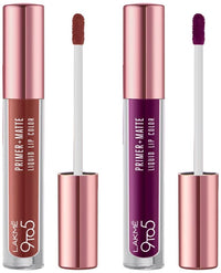 Lakmé 9to5 Primer + Matte Liquid Lip Color MB2 Intense Latte & Lakmé 9to5 Primer + Matte Liquid Lip Color MM4 Dynamic Purple Combo