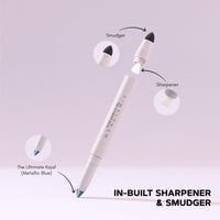 SIMPLYNAM Ultimate Kajal – Metallic Blue | 1 Stroke Intense Color Payoff | Water Resistant | Long-Lasting & Smudge-Proof | Safe for Sensitive Eyes | 7X More Product | In-Built Sharpener & Smudger