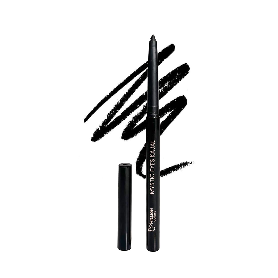 Million Colors Waterproof Mystic Black Kajal | Infused with Chamomile, Castor and Aloevera Oil | Smudge Proof & Long-Lasting | One Swipe Application - Rich Color Payoff | Stays Upto 24HR