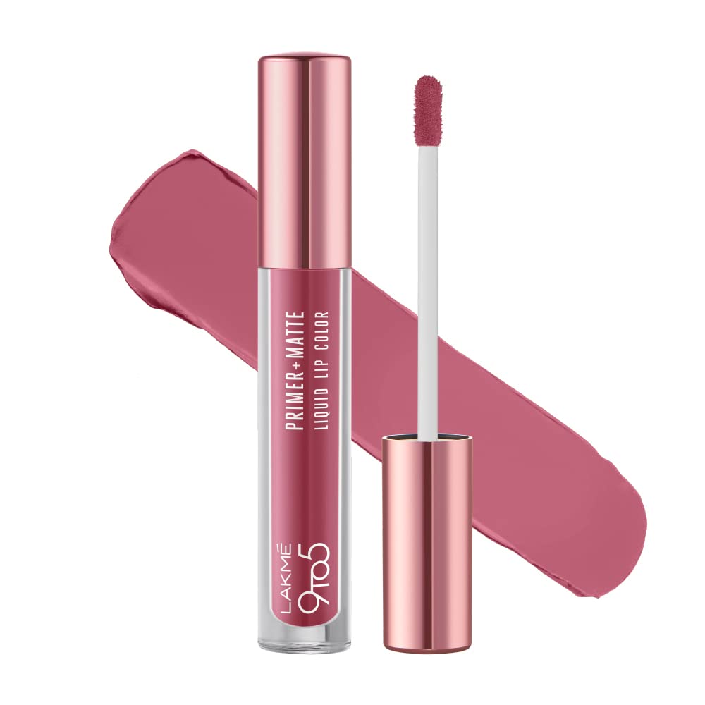 Lakmé Lip Color Liquid Everyday Pink (Matte) & Eyeconic Insta Cool Kajal, Black, Cooling Kohl Liner, Glossy Finish 0.35 G, Multicolor
