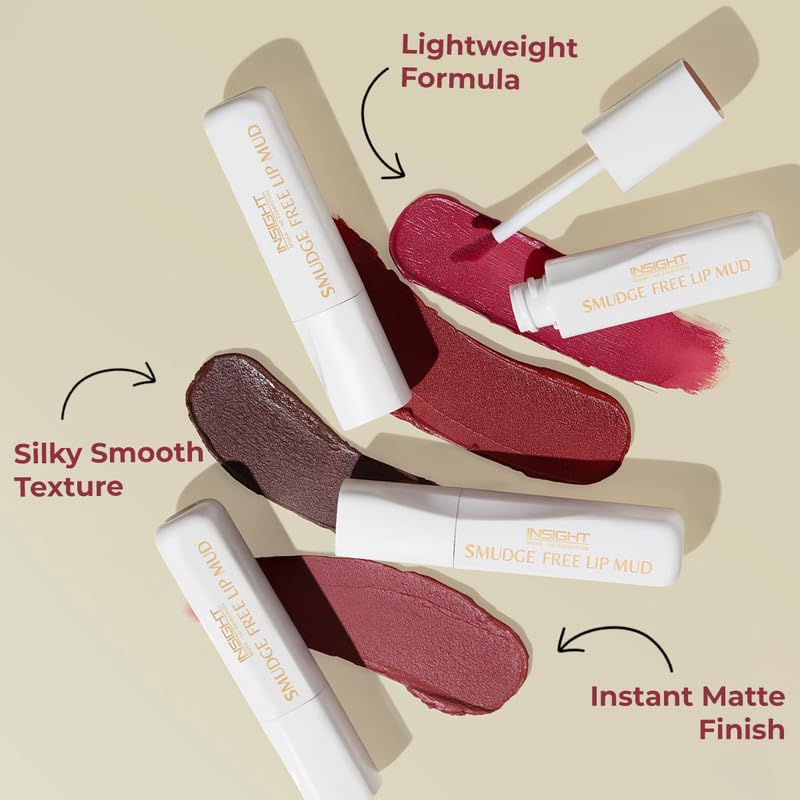 Insight Cosmetics Smudge Free Lip Mud|Ultra Matte Flawless Texture |smudge Proof |Water Proof |Long Lasting |Non Transferable |One Strock Application |Light Weight Formula,3.5 gm (Misty, 3.5 gm)