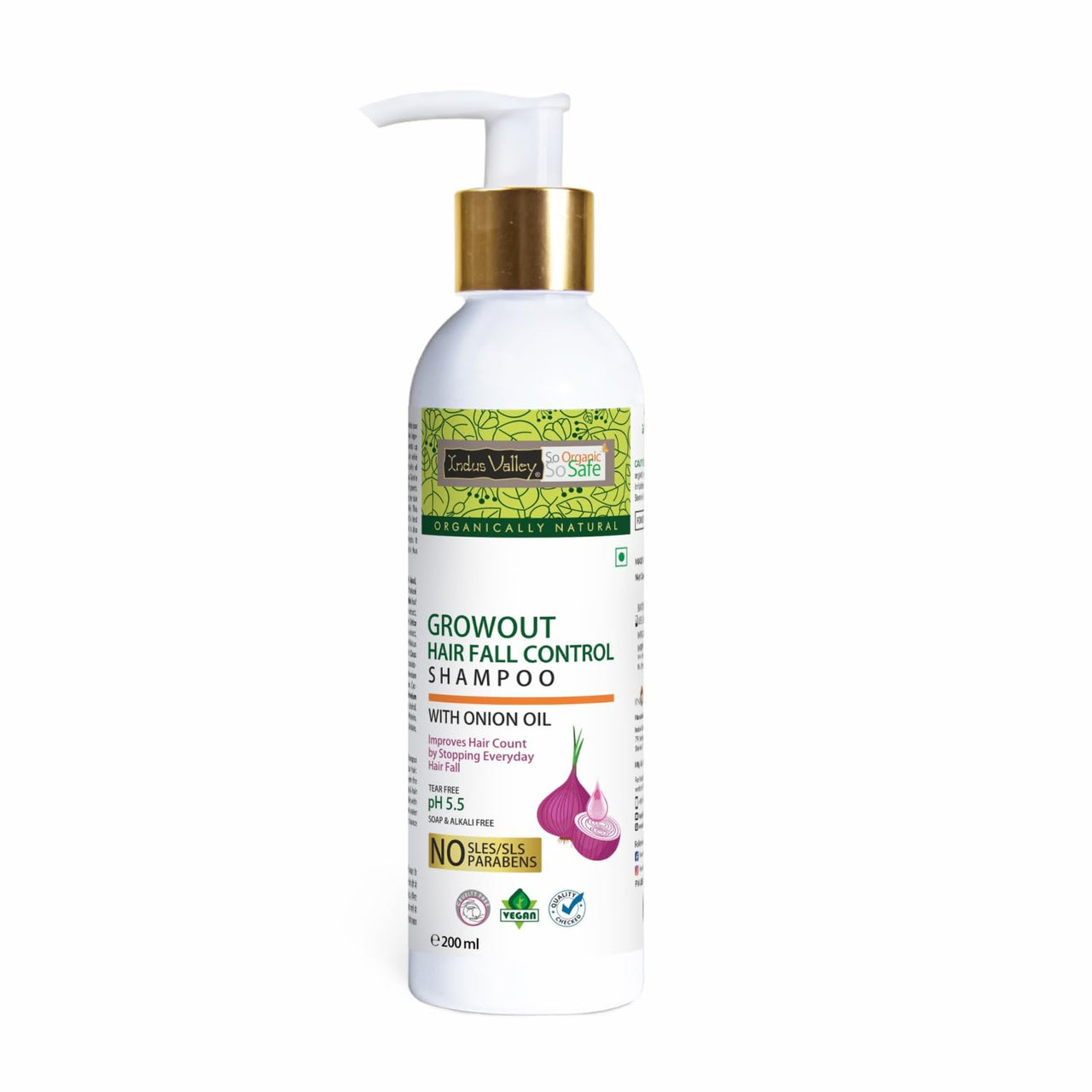 INDUS VALLEY Bio Organic Growout Shampoo 200ml for Hair Growth and Hairfall Control - 2 x 200g= 400g Set of 2