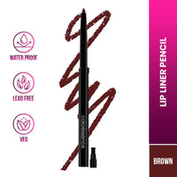 Coloressence Long Stay Waterproof Creamy Lip Liner Pencil with In-built Sharpener | Brown