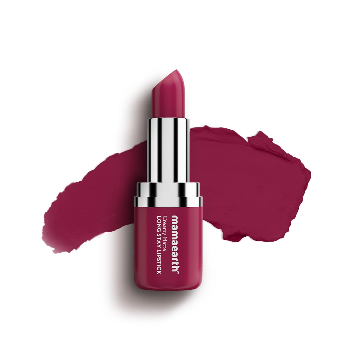 Mamaearth Creamy Matte Long Stay Lipstick with Murumuru Butter and Vitamin E for 8-Hour Long Stay (Flakeproof & Non-Drying | Intense Color Payoff) - 4.2g (Cranberry Crush)