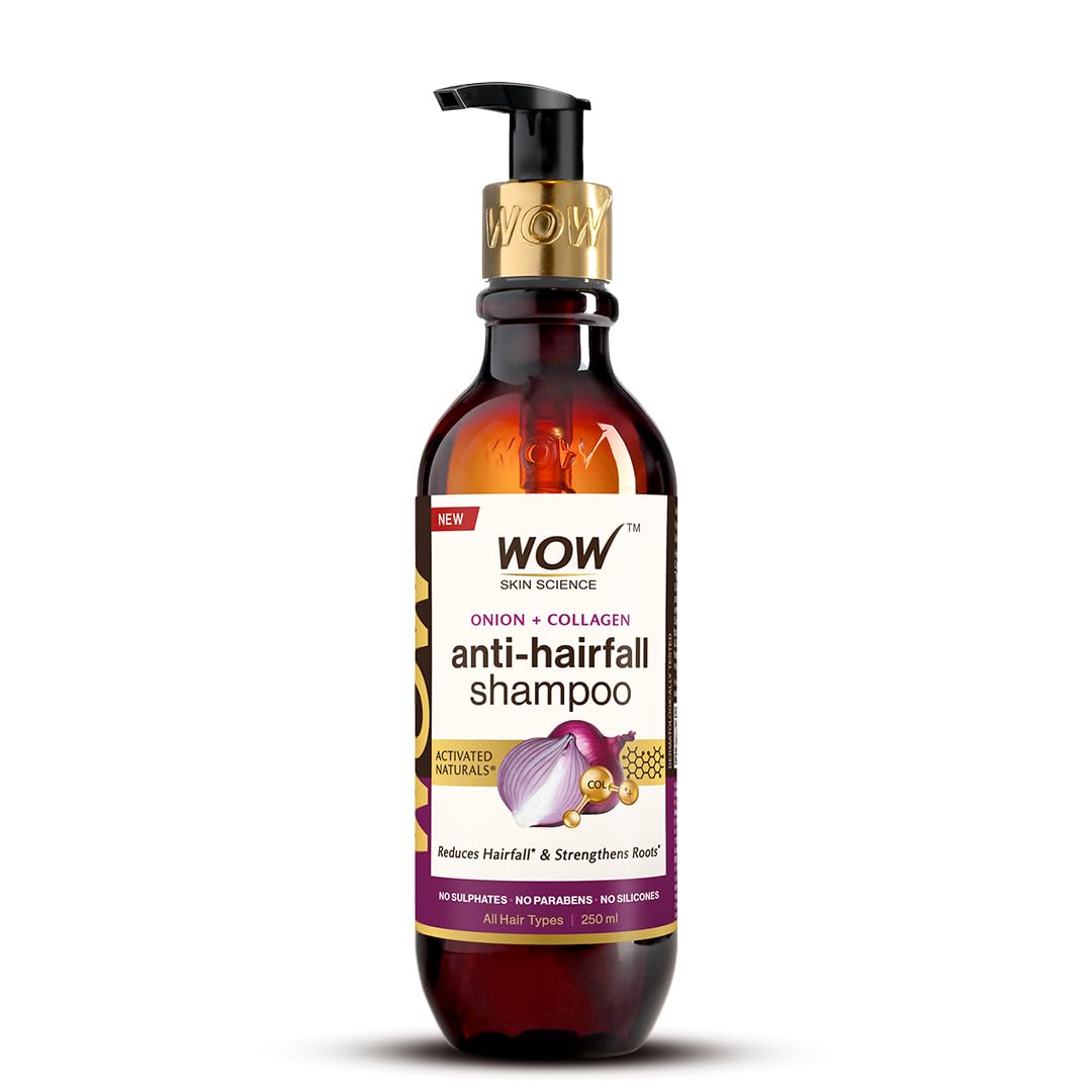 WOW Skin Science Red Onion Black Seed Oil Shampoo With Red Onion Seed Oil Extract, Black Seed Oil & Pro-Vitamin B5 - No Parabens, Sulphates, Silicones, Color & PEG - 250mL
