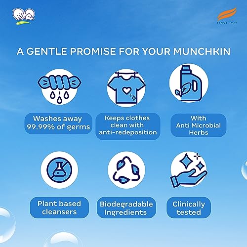 Himalaya Germ Free Baby Laundry Wash 1 L Pouch Liquid, White, (7004801) (Pack of 2)
