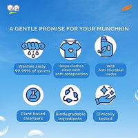 Himalaya Germ Free Baby Laundry Wash 1 L Pouch Liquid, White, (7004801) (Pack of 2)