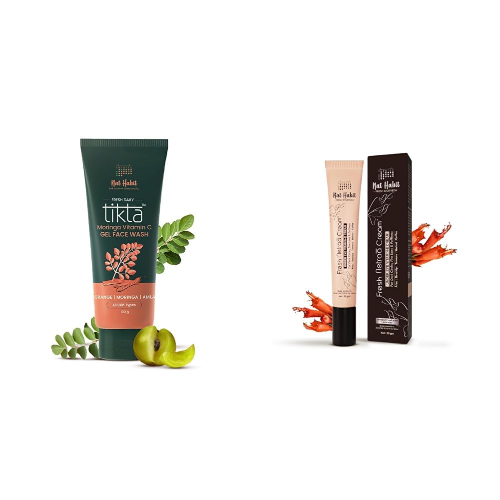 Nat Habit Face Wash Combo Brightening Ubtan Facewash 100g and Pure Netraa Cream 30g For Skin Brightening & Dark Circles