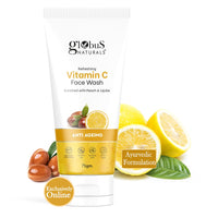Globus Naturals Anti-Ageing Skin Brightening Vitamin C Face Wash, Enriched with Peach & Jujube, Skin Illuminating & Tan Removal Formula, For All Skin Types, Both Men & Women (75 g) (Pack of 1)