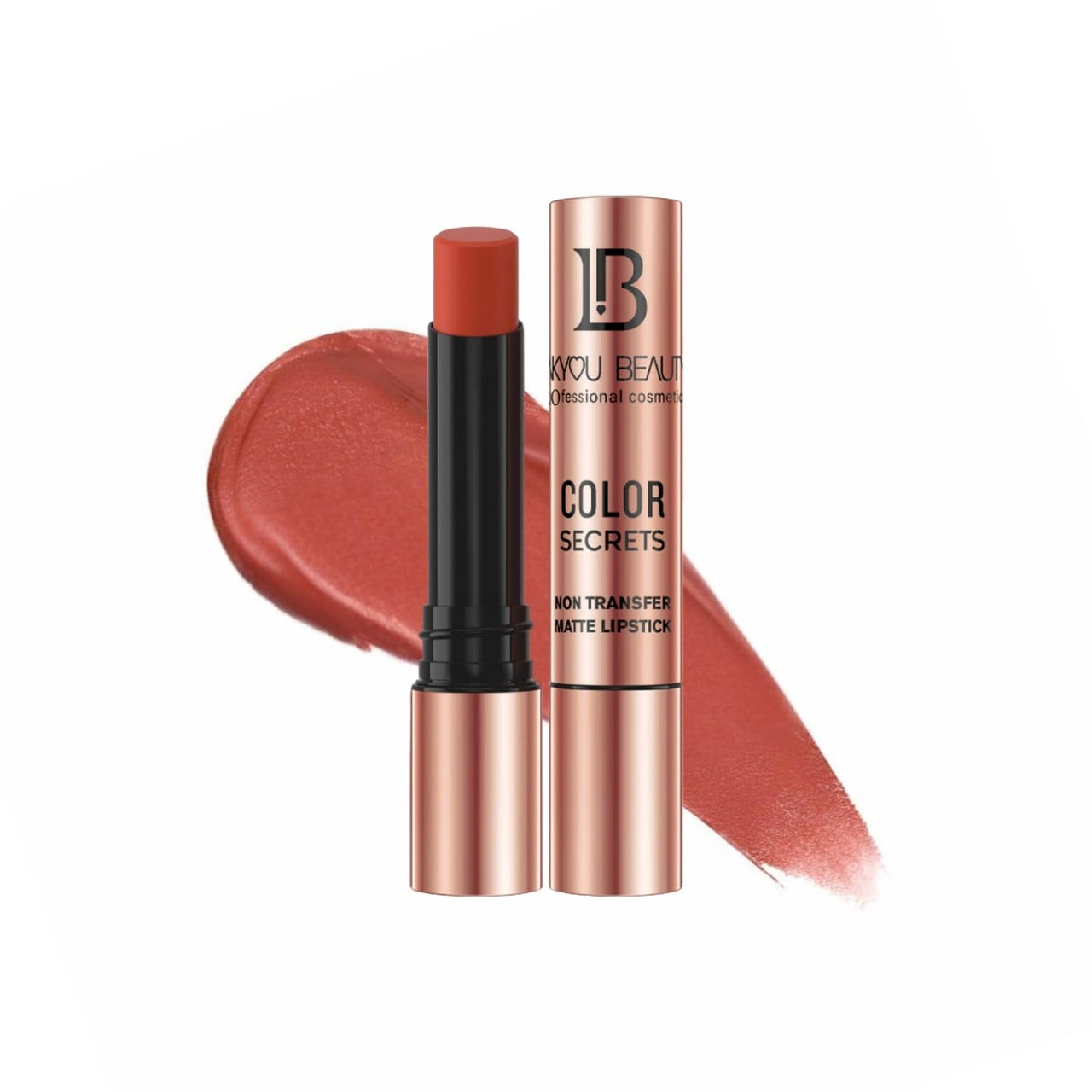 Lakyou Beauty Color Secrets | Non-Transfer Matte Lipstick | Bold Red | Long Lasting Wear | 4g | (B08(Rouge))
