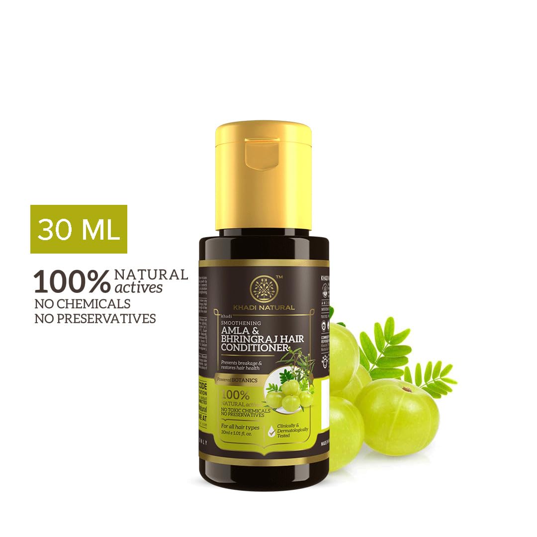 KHADI NATURAL Amla & Bhringraj Hair Conditioner| Smooth & Silk Hair| POWERED BOTANICS- 30 ml