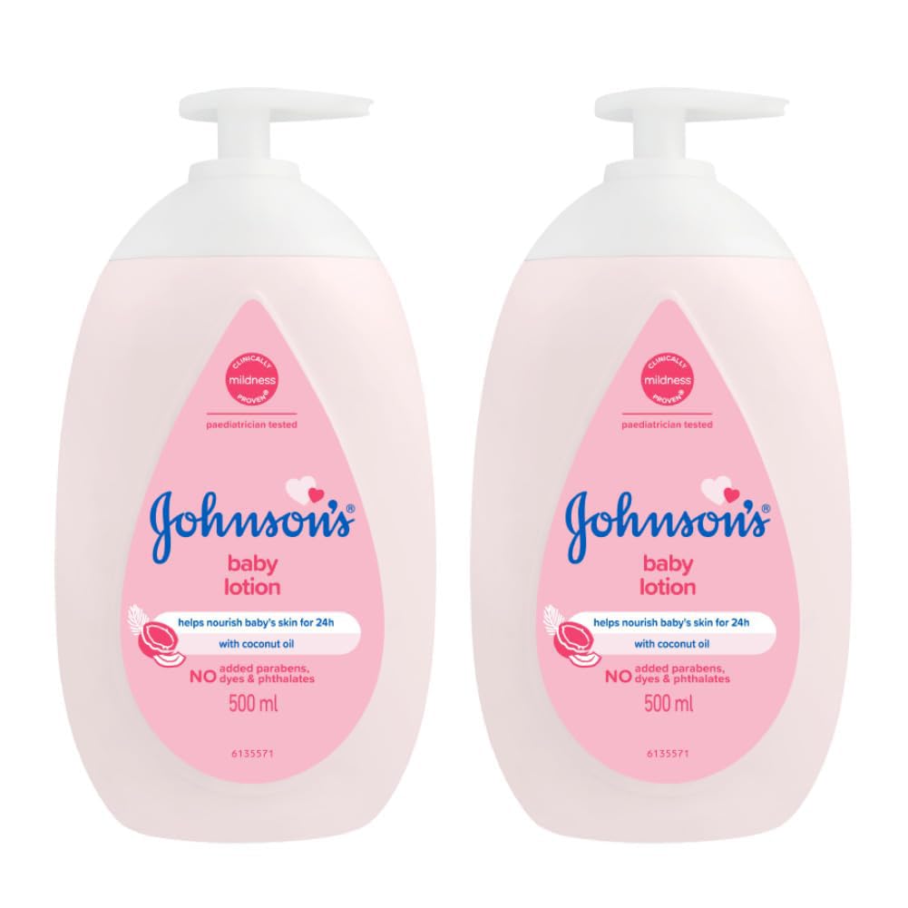 Johnson's Baby Lotion | 100% Natural Plant Oil Based | 24H Moisturized & Soft Skin | 500ml Twin Pack