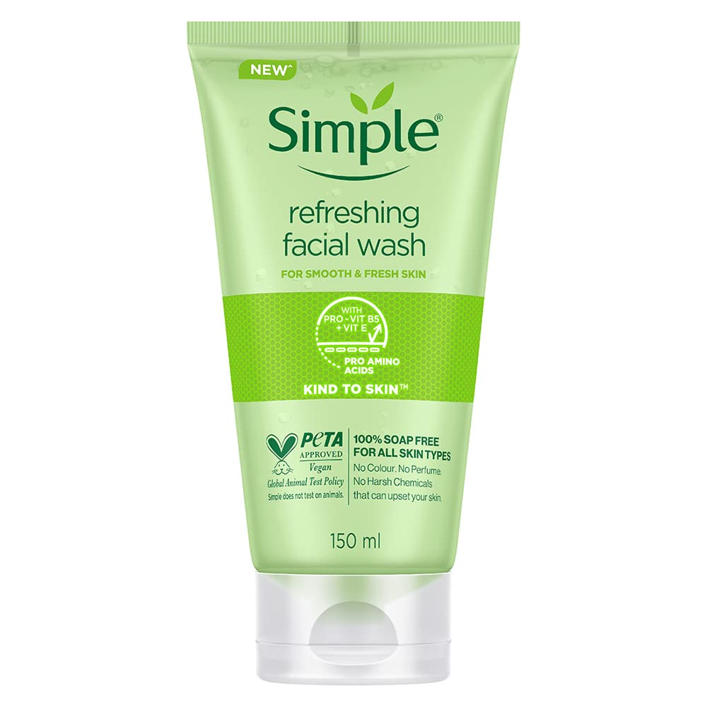 Simple Daily Skin Detox Purifying Gel Facial Wash, 150 ml & Simple Kind To Skin Refreshing Facial Wash 150 Ml