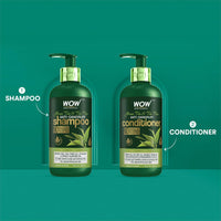 Wow Skin Science Green Tea & Tea Tree Anti-Dandruff Shampoo - No Sulphates, Parabens, Silicones, Color & Peg - 300 Ml